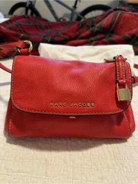 Marc Jacobs Dark Orange Pebbled Leather Small Crossbody with Gold Hardware